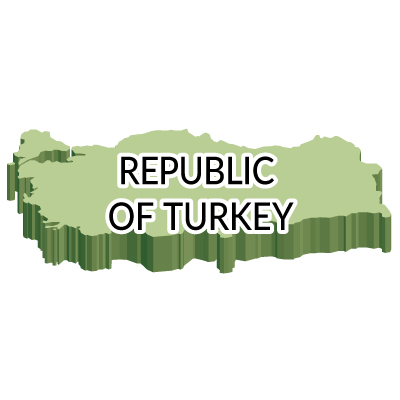 トルコ共和国無料フリーイラスト｜英語・立体(緑)